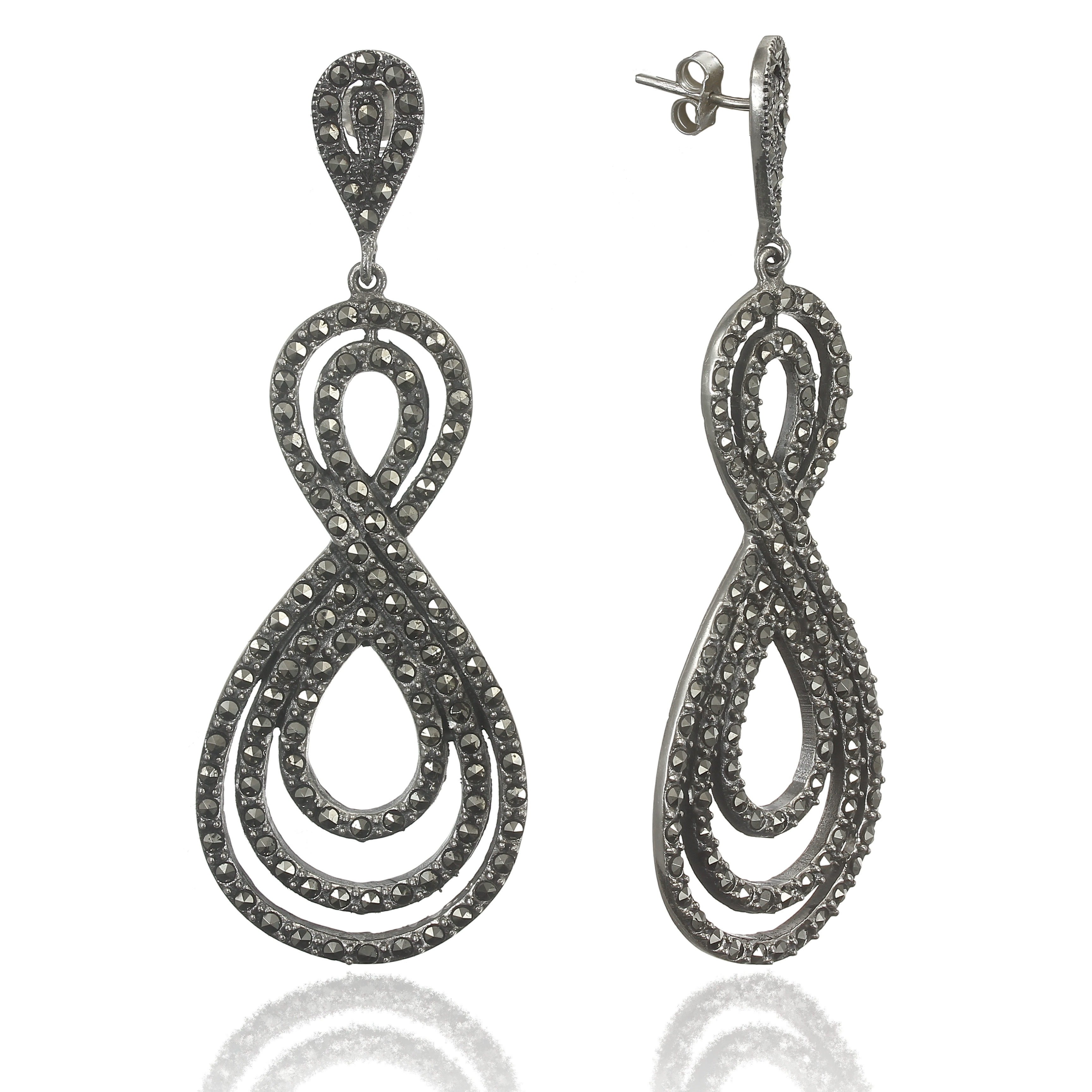 Silver earrings with marcasite stones.