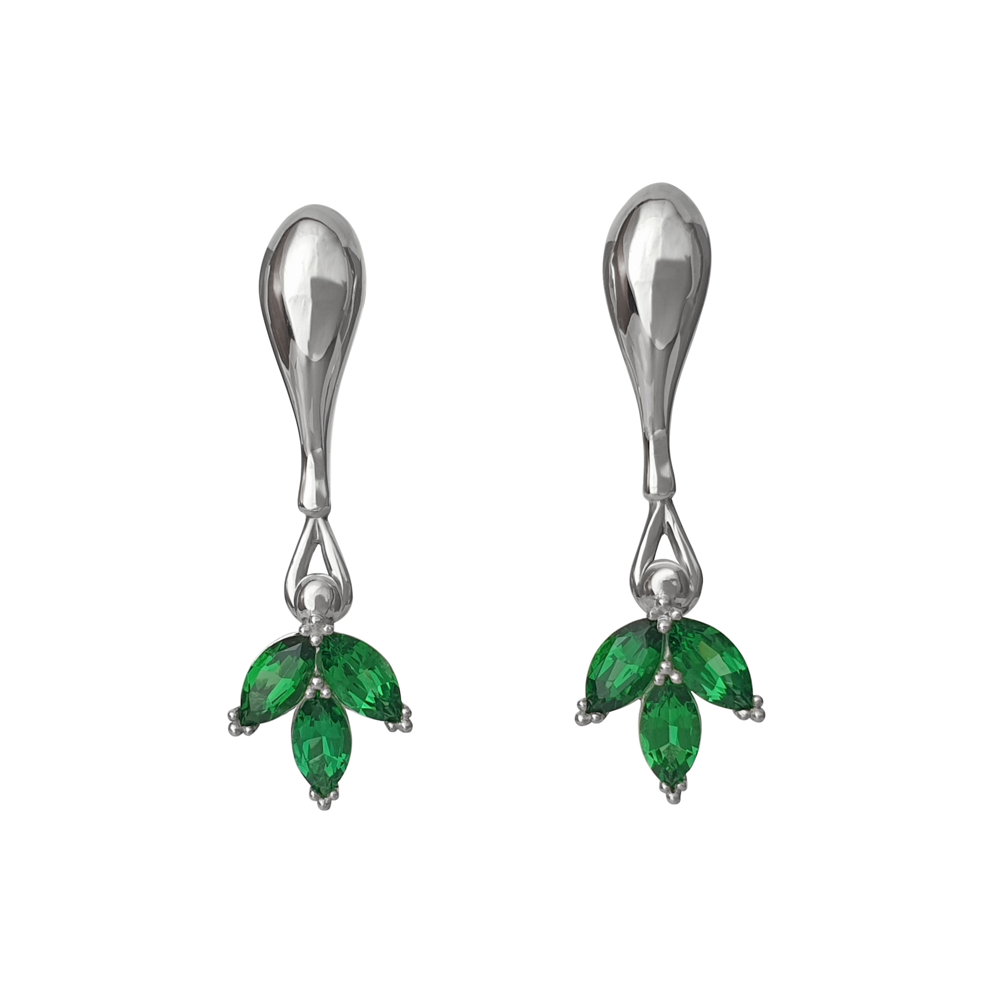 Green cz earrings front